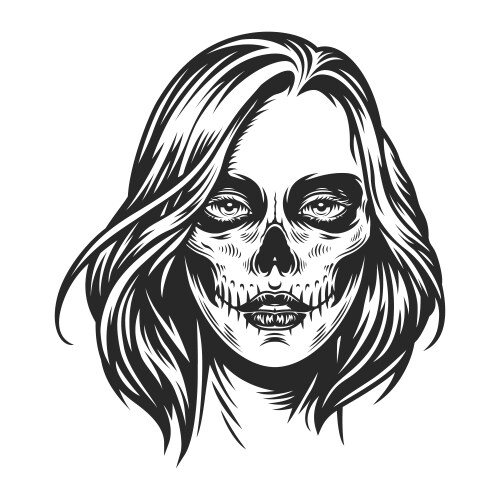 Day of the Dead Makeup Girl Vector Image