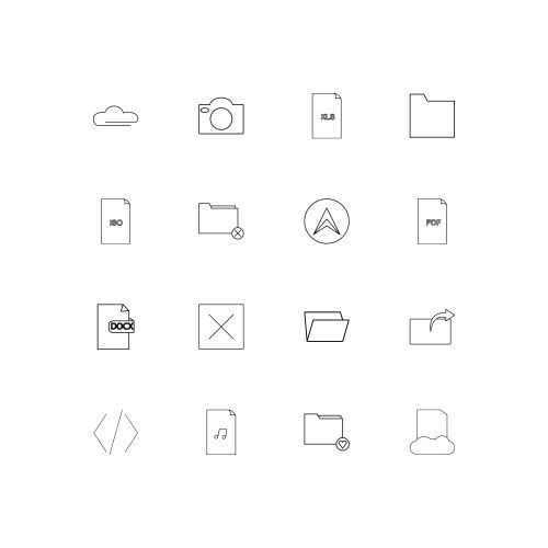 Files and folders sign linear thin icons set vector image