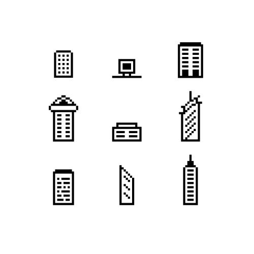Set of minimal building 8bit pixelated style vektorbild