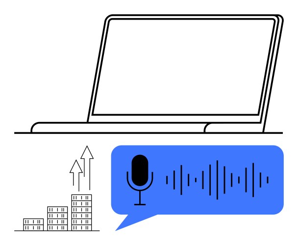 Digital growth with voice command and data vector image