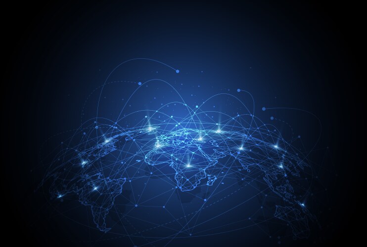 Global network connection world map point vector image