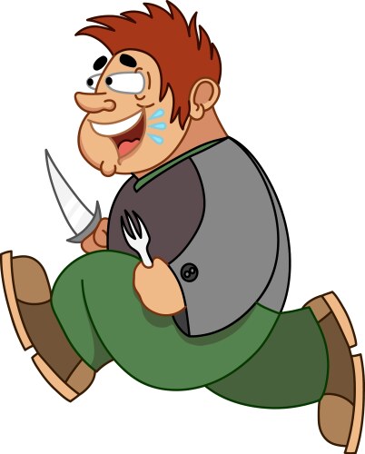 Running fat man hungry vector image