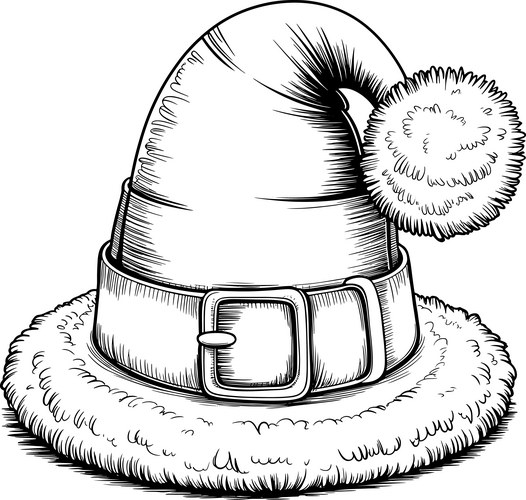 Santa Hat with Fur and Buckle Vector Image