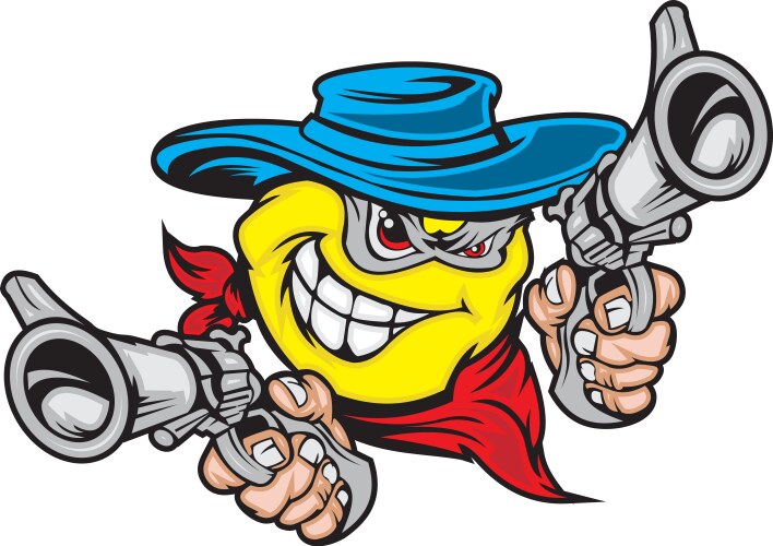 Bandit smile face aiming guns Vector Image