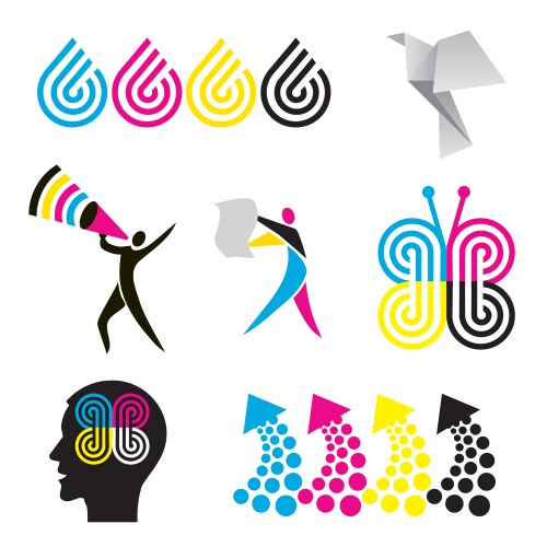 Cmyk color management elements publishing graphic Vector Image