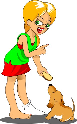 Girl with dog Vector Image