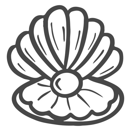 Seashell Sketch - Pearl & Ocean Vector Image