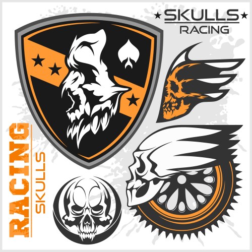 Skulls and car racing symbols Vector Image