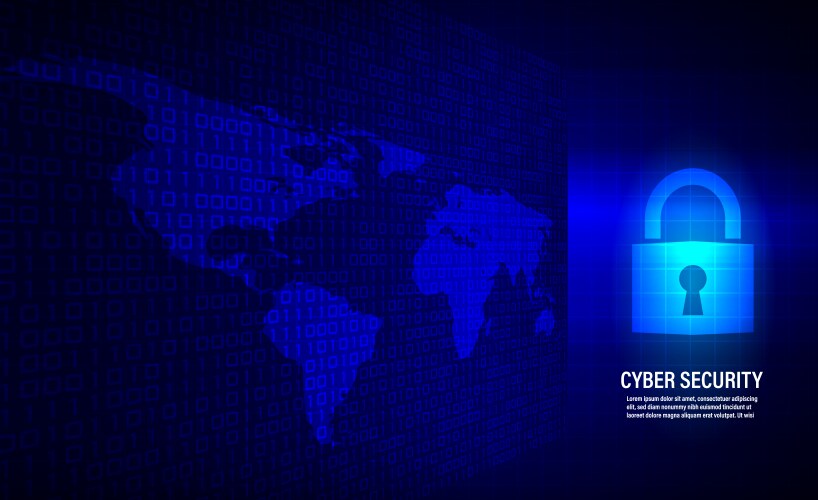 Closed padlock on binary code background vector image