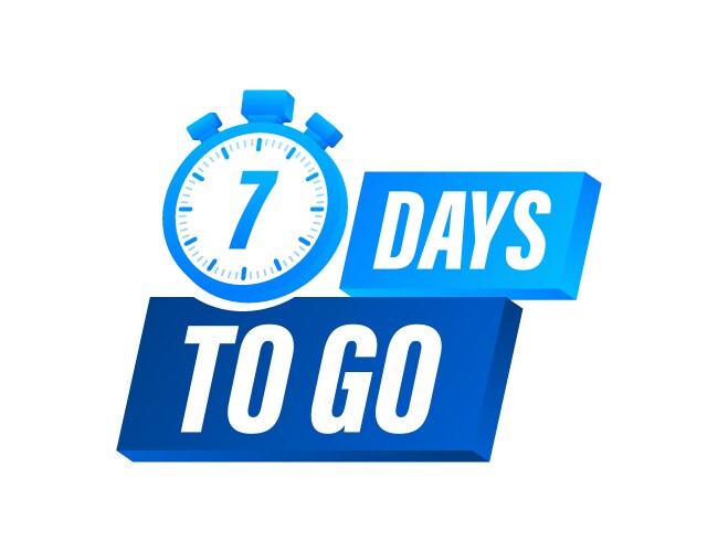 7 days to go countdown timer clock icon time vector image