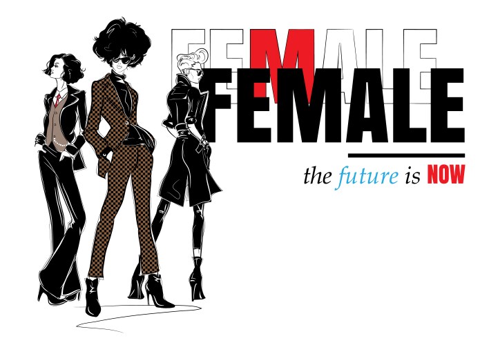 Fashion Sketch: Three Women Vector Image