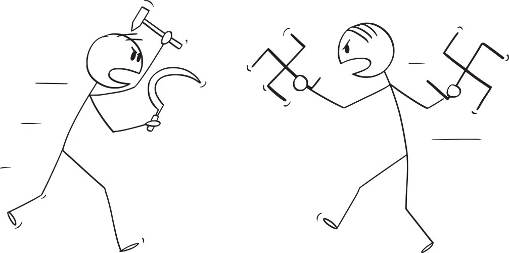 cartoon fight or battle between nazism vector image