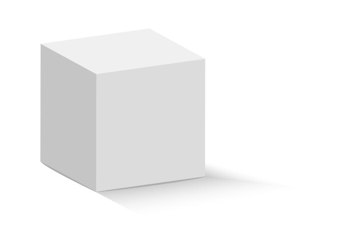 White cube 3d abstract box with shadow geometric vector image