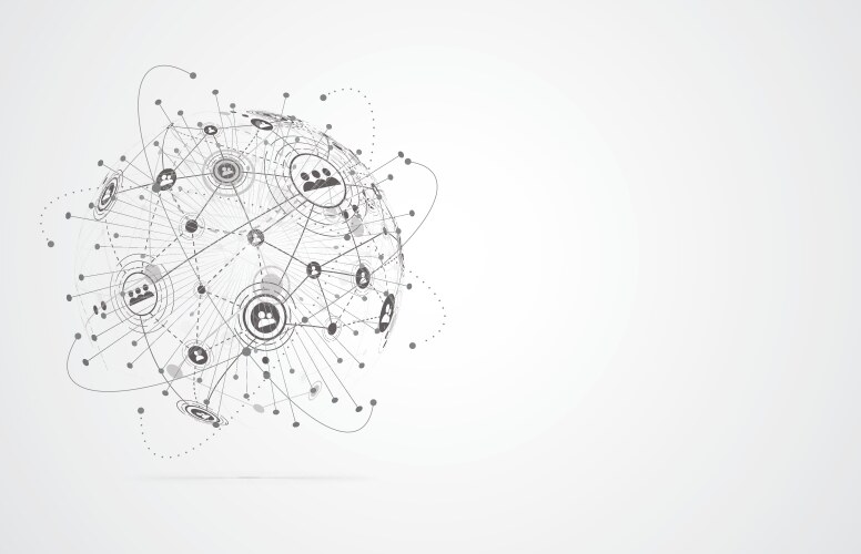 Global network connection world map point vector image