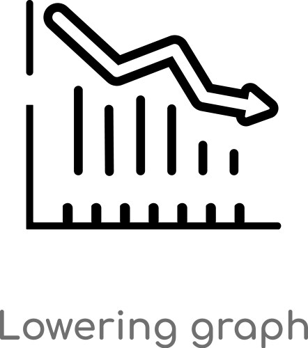 Outline lowering graph icon isolated black simple vector image