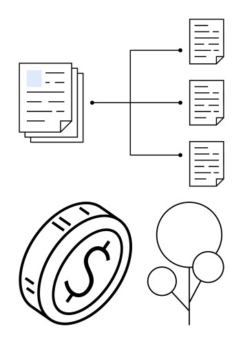 Workflow management diagram with documents coin vector image