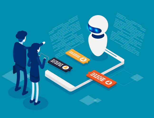 Isometric artificial intelligence ai Royalty Free Vector