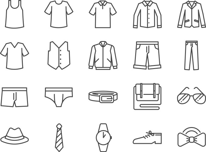 men clothes icon set vector image