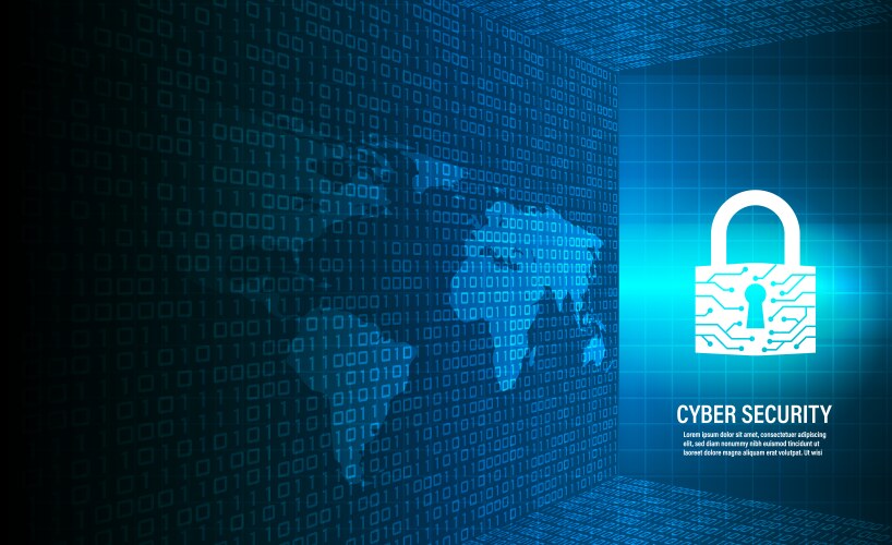 Closed padlock on binary code background vector image