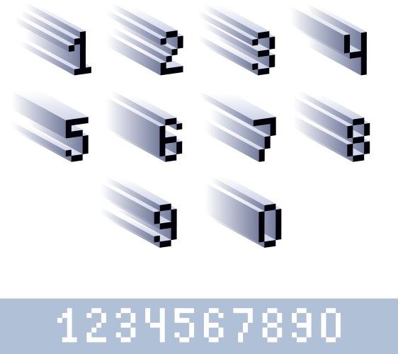 Digits numerals created in 8 bit style pixel art vector image