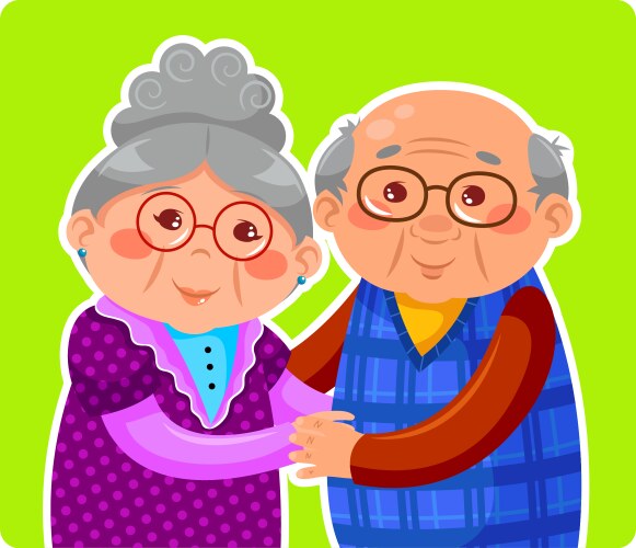 Happy old couple Royalty Free Vector Image - VectorStock