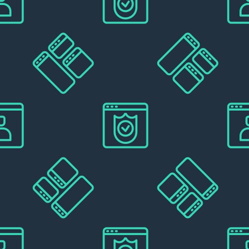 Set line browser with shield window and create vector image