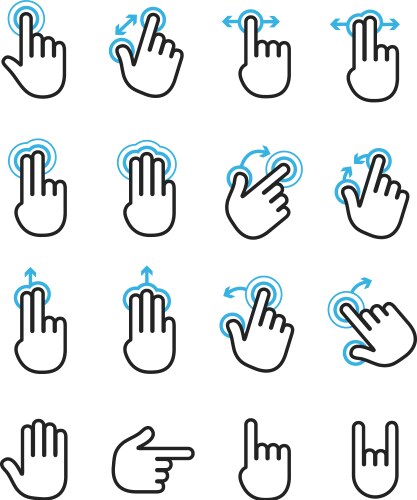 Basic human gestures using modern digital devices Vector Image