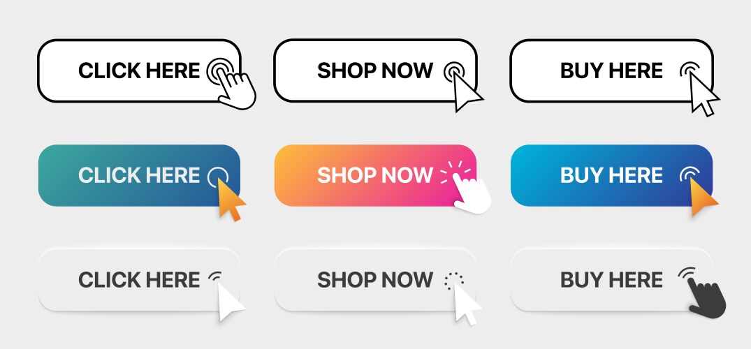 web shopping click button empty hand vector image vector image