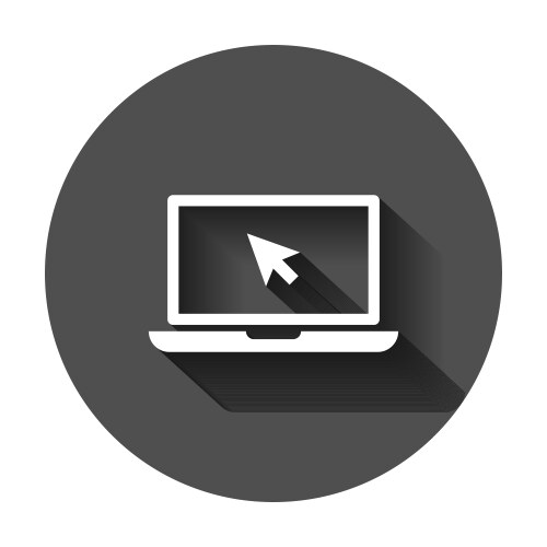 Laptop notebook with mouse cursor icon in flat vector image