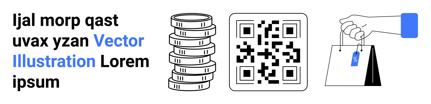 Digital payment concepts with coins qr code text vector image