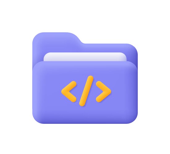Folder with code symbol web development coding vector image