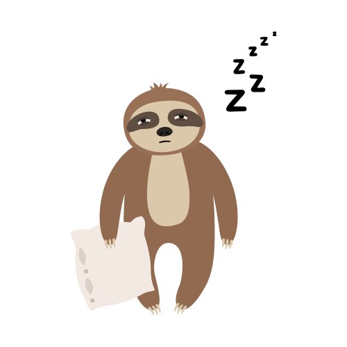 Sleepy sloth with a pillow Vector Image
