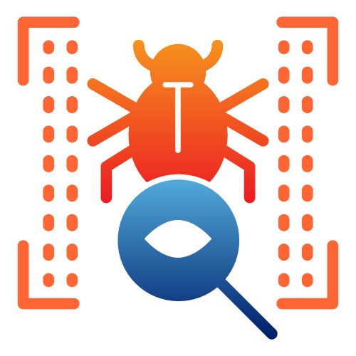 Vulnerability scan flat icon bug search color vector image