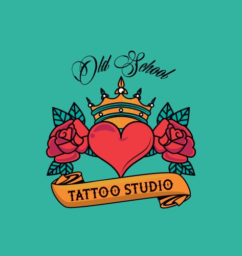 Heart love tattoo studio graphic Vector Image