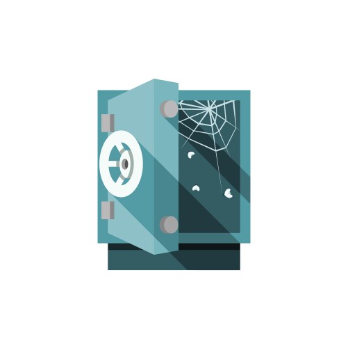 Opened empty safe with cobweb and flies inside vector image