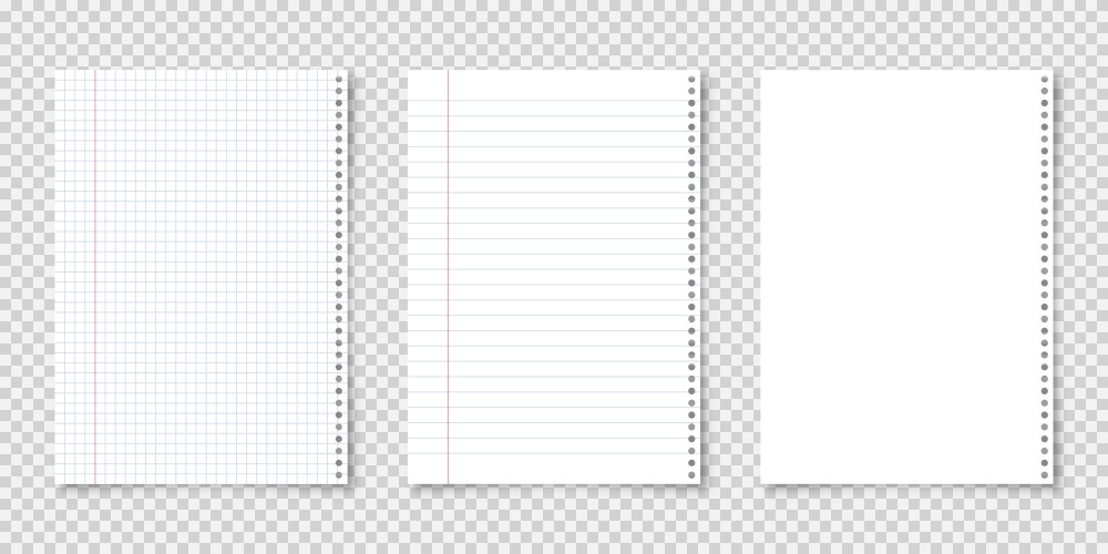 Realistic blank lined paper sheets in a4 format vector image