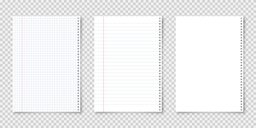 realistic blank lined paper sheets in a4 format vector image