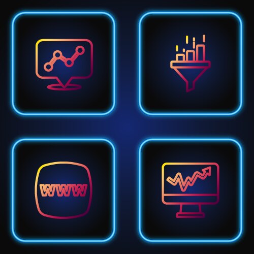 Set line monitor with graph chart website vector image