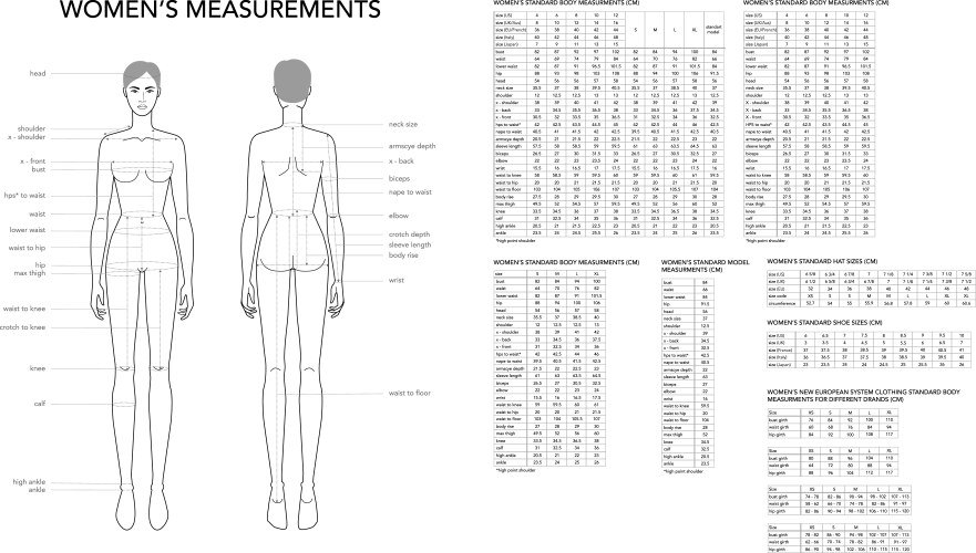 Clothing size chart varsity jacket Royalty Free Vector Image
