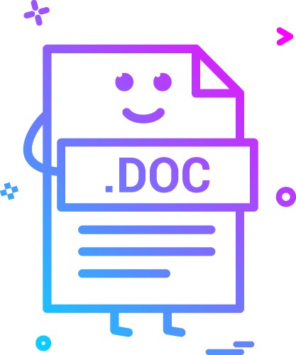 Computer doc document file format type icon design vector image