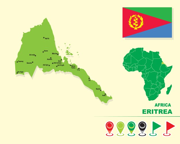 Eritrea Map with Flag vector image