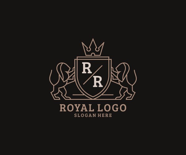 Initial rr letter lion royal luxury logo template Vector Image