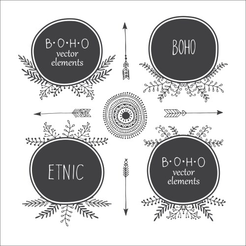 Bohemian Floral Frames Vector Image