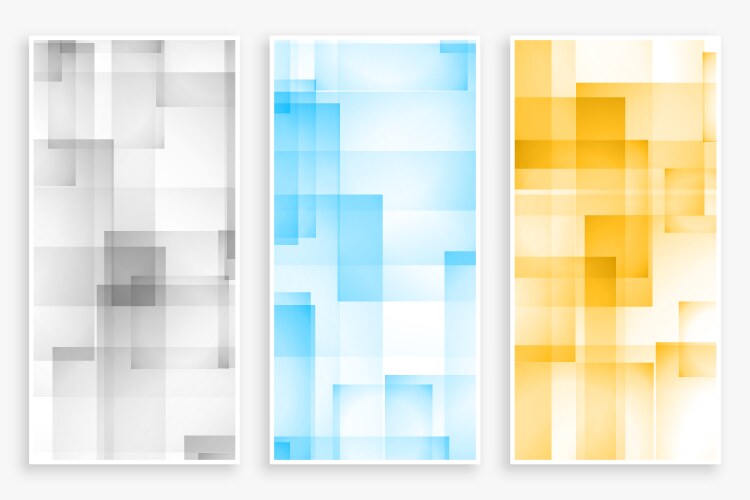 Geometric Banner Set - Square & Rectangle Patterns vector image