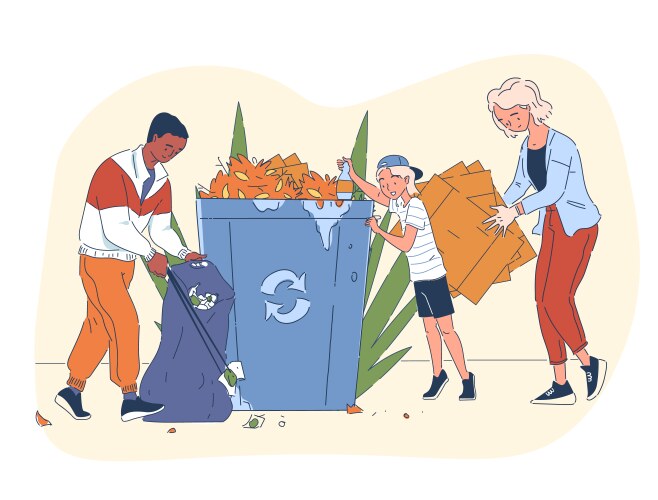 Sorting garbage people simple vector image