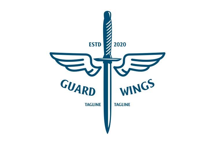 Vintage sword blade dagger with wings for angel Vector Image