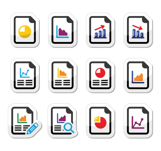 Document with pie chart graph labels set vector image