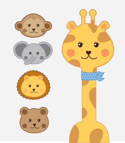 Drawings animals over gray background Vector Image