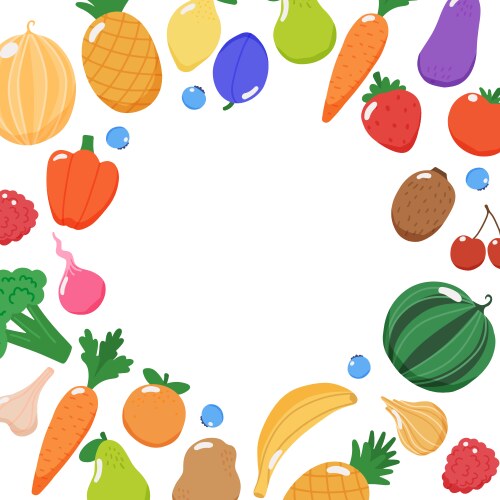 Fruits and vegetables frame with copy space vector image