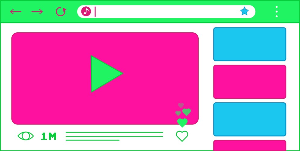 Web browser window with video player vector image